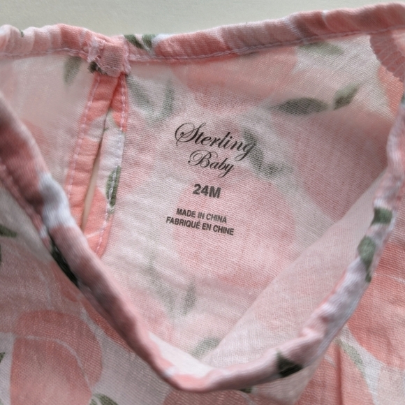 Sterling Baby Ruffle Top Sleeveless Elastic Waist Pant 2 Piece Set Pink Whi- 24m - Picture 4 of 6